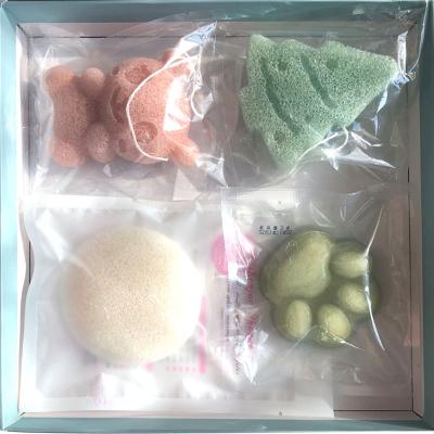 China All 4 PICS 100% Natural Natural Facial Skin Cleansing Baby Organic Konjac Handmade Soap Bath Konjac Sponge Set for sale