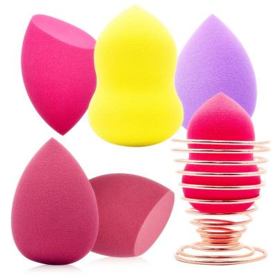 China Factory Direct Sale Washable In Stock Low MOQ Vegan Beauty Makeup Sponge Blender Set For Facial Make Up With PVC Box Case Purple Yellow for sale