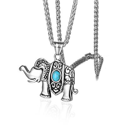 China Stainless Steel Men's Elephant Mascot Chain Religious Thai Jewelry Long Chain Pendant Protection Necklace Pendant TRENDY Charm for sale