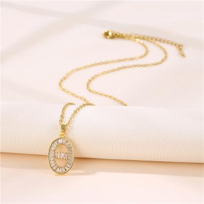 China Beautiful Necklaces Jewelry Women Girls FASHIONABLE Necklaces Sparkle Chain Pendant Crystal Oval Necklace Stainless Steel Rhinestone Choker Jewelry for sale