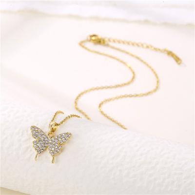 China Wholesale FASHIONABLE Cavity Crystal Jewelry Chain Clavicle Women Pendant Necklace For Women Rhinestone Butterfly Necklace Jewelry for sale