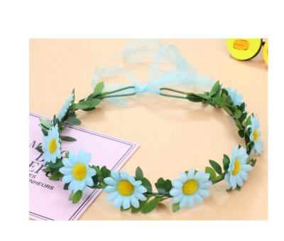 China Beautiful/Sweet Artificial Flower Garland Bride Women Flower Floral Headband Garland Ribbon Girl Hair Wreath Wedding Crown Hair Band for sale