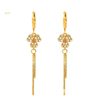 China TRENDY Fashion Dangle Flower Earrings 24K Gold Color Women's Earrings Perforations Girls Drop Earring Women's Jewelry for sale