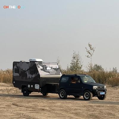 China Support Customized Camper Trailer Black Rhinos Camping OTR Off Road Campers Hard Floor With Toilet for sale