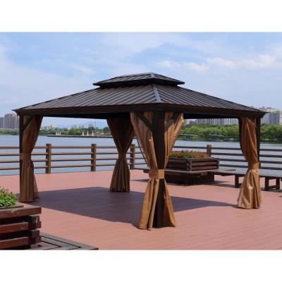 China Outdoor Garden Gazebos Morden Party Galvanized Hardtop Metal Frame Luxury pavilion en venta