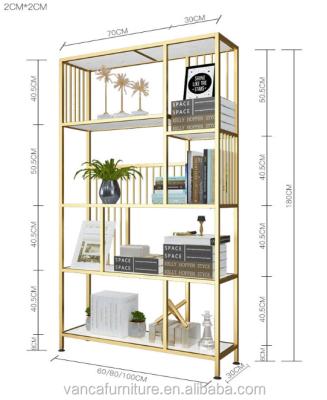 China Floor Type New Design Living Room Furniture Gold Metal Shelf For Home Individual for sale