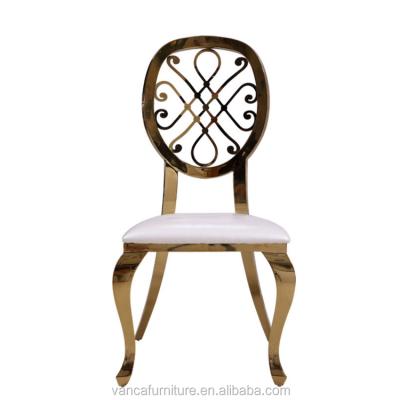 China Super Comfortable Wedding Furniture Rose Gold Wedding Chair Design Stainless Steel Oval Back Chair for sale