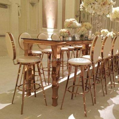 China Super Comfortable Club Furniture Stainless Steel Bar Table And Gold Wedding Bar Chair for sale