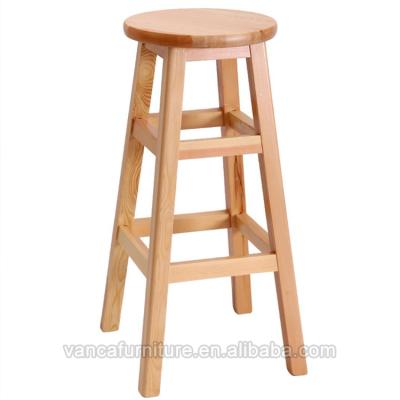 China High Foot Stool Counter Chair Round Chair Super Comfortable Seat Bar Stool Wooden Cafeteria Chair for sale