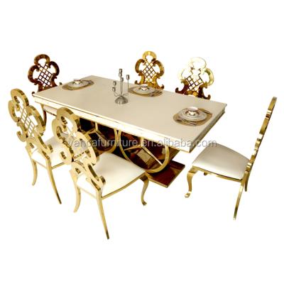 China LUCURY& Furniture ROYAL Marble Wedding Foshan Dining Room Sets Tables And Chairs for sale