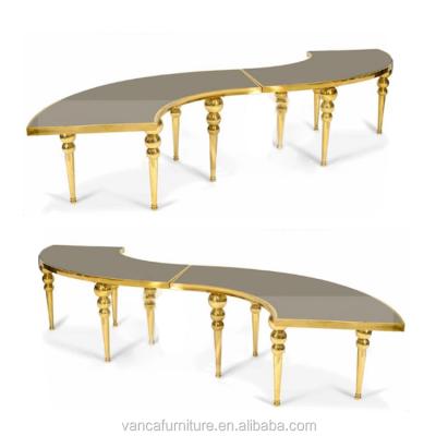 China LUCURY& ROYAL Modern High Quality Glass Top S Shape Wedding Dining Table for sale