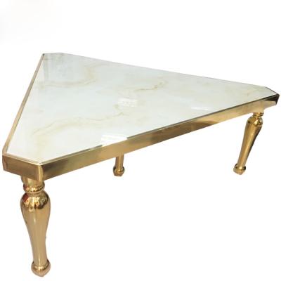 China Gold color factory direct sale marble dining table durable and high quality luxury wedding dining table for sale