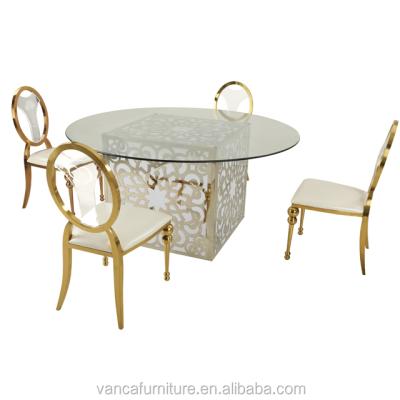 China Luxury& Royal high quality LED wedding table dining table with gold legs for sale for sale