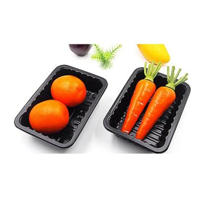 China Biodegradable Disposable Tray Packaged Black Supermarket Meat Frozen Food Fruit Vegetable Egg Blister Packing Plastic Food Tray for sale