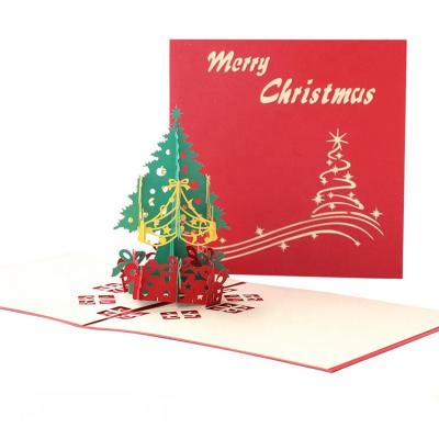 China Best New Year Europe Christmas Santa 3D Greeting Card Cardboard Display Stands Gift Creative Christmas Day Greeting Car for sale