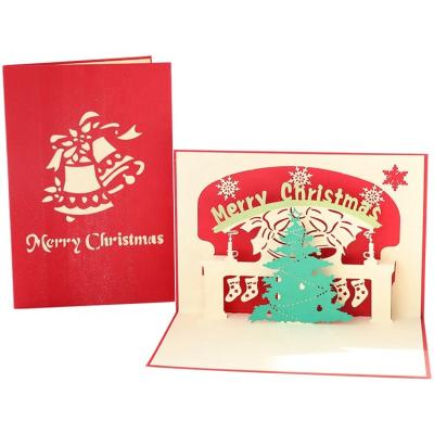 China Europe Maker Luxury Merry Christmas Greeting Cards 3D Pop Up Matching Personalized Handmade Set Thank You Greeting Cards for sale