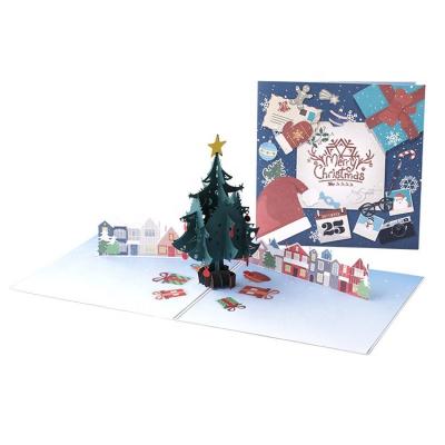 China Custom Recordable Christmas Gift Cards Europe Christmas 3d Pop 3d Paper Craft Superior Greeting Cards for sale