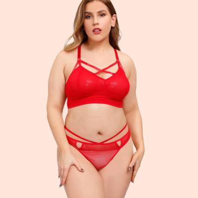 China Transparent XL-3XL QUICK DRY Cross Bra Strap Back Unlined Ladies Wireless Plus Size Women Bra And Panty Set for sale