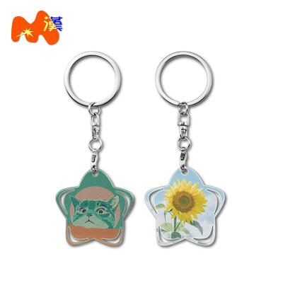 China Wholesale Promotion Gift Metal Crafts Customized Cute Cartoon Pattern Key Chain Hollowed Out Sublimation Mute Key Pendant Chain for sale