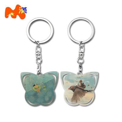 China Promotion Gift Manufacturer Wholesale Metal Crafts Stainless Steel Plate Antique Hollowed Out Blank Pendant Metal Sublimation Key Chain for sale