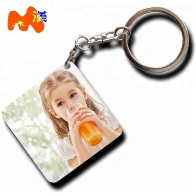 China Promotion and advertising gifts; souvenirs printing cheap square shape sublimation metal key chain for car double-sided printing model for sale