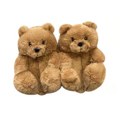 China 2022 Fashion Trend Large Teddy Bear Shoes Soft Fluffy Colorful Indoor Fur for sale