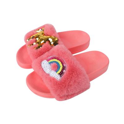 China Newest Design Trend 2021 Fashion Children PVC Children's Casual Fur Slipper For Children for sale