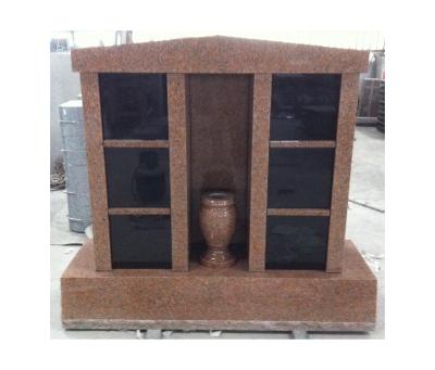 China Urn Modern Columbarium Cremation Mausoleum Red Granite Headstone for sale