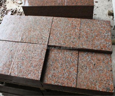 China Interior and external decoration Cenxi red, G562 red maple leaf flamed patio granite cube stone for sale