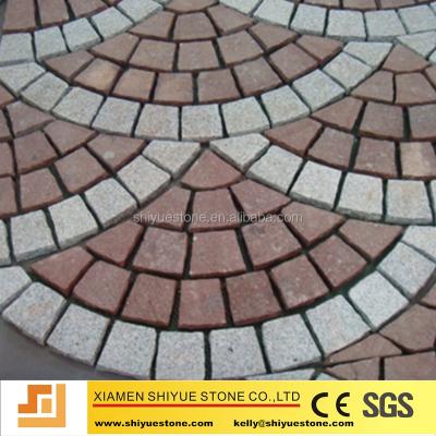 China Walkway / Park Paving / Fan Patterns Granite Square Cube For Compass Paving Stone for sale