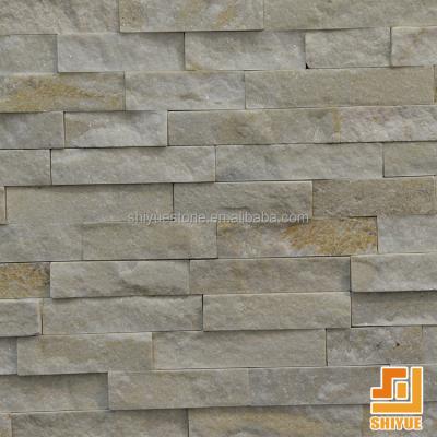 China Cheapest Golden Quartzite Stone Wall Brick Tile White Veneer Culture Wholesale for sale