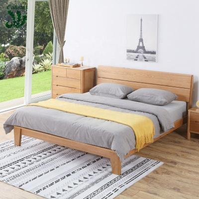 China Luxury Solid Wood Bed Frame Bed Room Furniture Set Designs King Double Wood Bed for sale