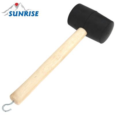 China Nail hammer 83033-F#rubber mallet and peg puller with wooden shaft for sale