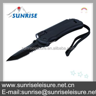 China 83028#multifuctional LED light camping tool hunting handle folding pocket knife for sale