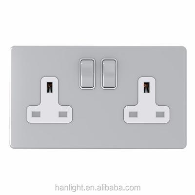 China 13A 2 Gang Metal Wall Outlet Large Pole Residential / General Purpose Single Plate Switch for sale