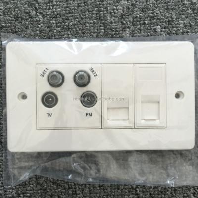 China Wall Outlet Euro Urea Powder Modules With TV Satellite USB Port for sale