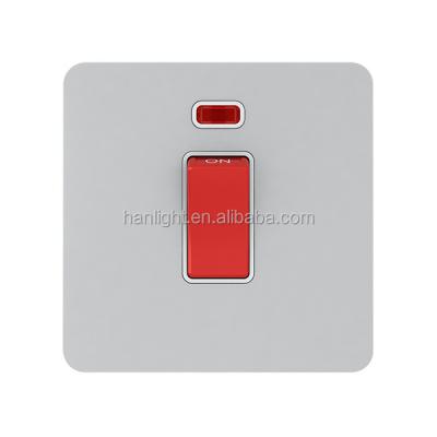 China UK Type 45A 1 Gang Plate Double Pole Single Switch With Neon EP-P3271 for sale