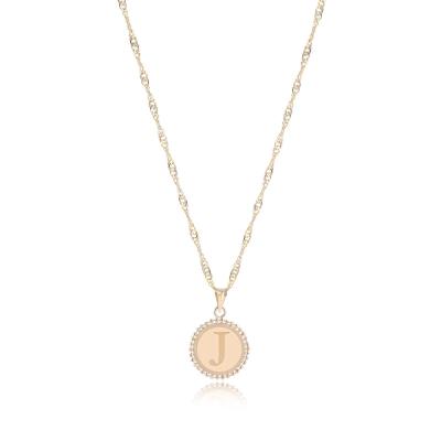 China 18K Gold ‘J’ Pendant Necklace for sale