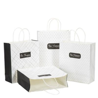 China Comida rápida para llevar Bolsa de papel Kraft Logotipo personalizado Mano Negro Blanco Marrón Gravura Impresa en venta