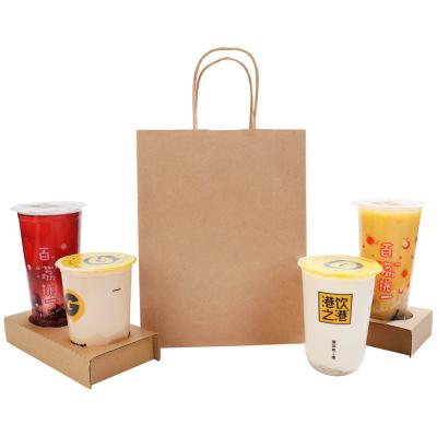 China Take Away Coffee Packaging Paper Bag with Custom Logo and Foldable Design on Kraft Paper for sale