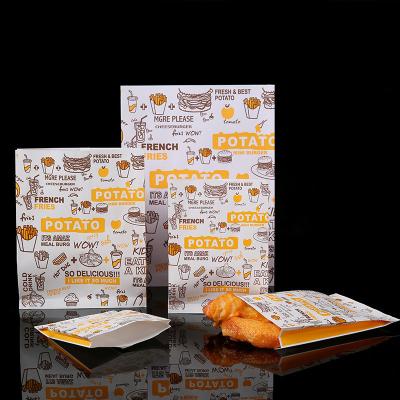 China Food Grade Coated Paper Bag for Take Away Fast Food French Fries Burger Sandwich Snacks for sale