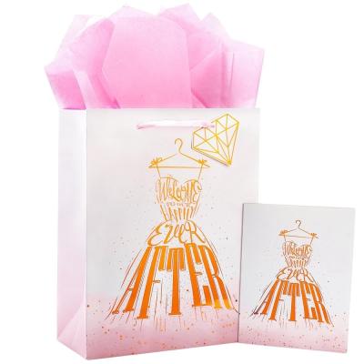 China Custom Order Customised Logo Personalised Coated Paper Bag for Happy Wedding Gift for sale