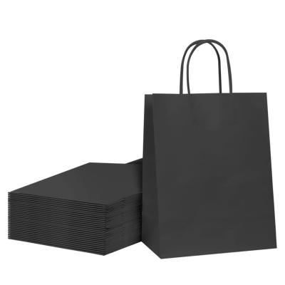 China Exhibition Custom Black Kraft Paper Bags With Your Own Logo at and Hand Length Handle for sale