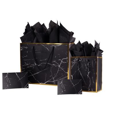 China Impresión a medida Luxury Eco Marble Oro Negro Boutique Regalo Bolsas de papel de transporte para otras fichas en venta