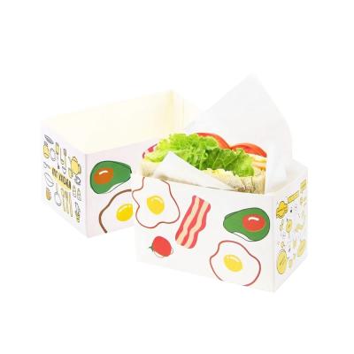 China Food Grade White Paper Bakery Dessert Sandwich Hamburg Box for Eco-Friendly Packaging for sale