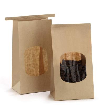 China Stand Up Kraft Paper Bag With Clear Window For Coffee Bean Luxury Packaging Style for sale