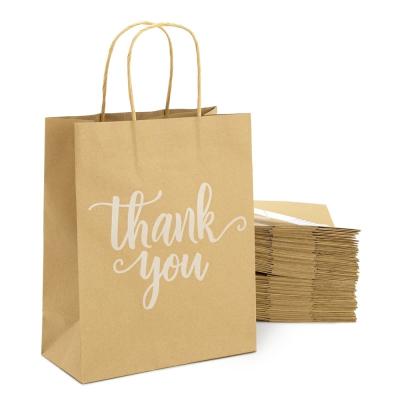 China Customized Logo Online Custom Stylish Thank You Kraft Paper Bag for Supermarket Shopping for sale