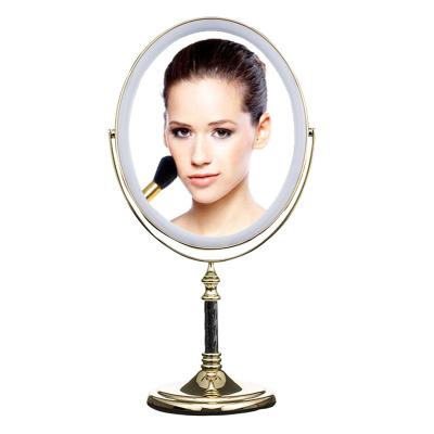 China Personalized Custom Portable Metal Magnifying Smart Desk Led Lights Beauty Vanity Makeup Table Mirror for sale