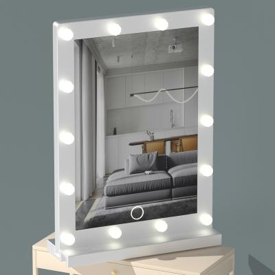 China Luxury LED Lighted Makeup Hollywood Vanity Console Mirror Dressing Table Set With Lighted Lights Manufacturers for sale