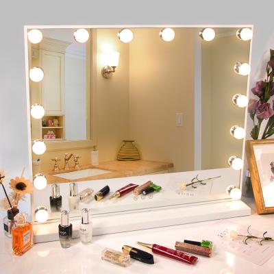 China Hot Selling Hollywood Style Lighted Led Vanity Light Lights And Desktop Small Pocket Makeup Mirror With High Quality for sale